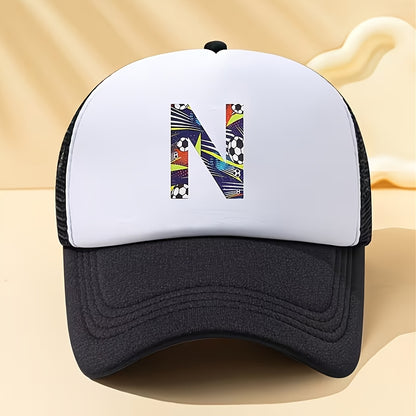 Boys' Breathable Soccer Alphabet Mesh Baseball Cap - Summer Style