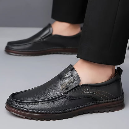 Handcrafted Men's Casual Cowhide Shoes with Soft PU Soles