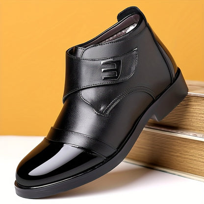 Winter Men'S Fleece-Lined Business Shoes, Warm And Stylish, Suitable for Business And Festive Occasions.
