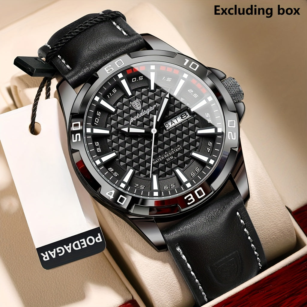 POEDAGAR Men's Casual Quartz Watch with Date & Waterproof