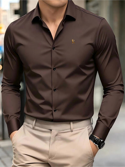 Men's Casual Minimalist Logo Print Shirt for Spring and Fall