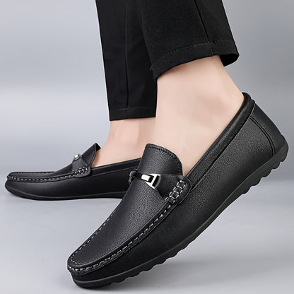 Men's Casual Slip-On Loafers with Metal Buckle - Lightweight & Breatha