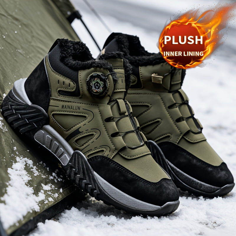 Men's Winter Riding Boots Mid-Top Cold-Proof Hiking Shoes