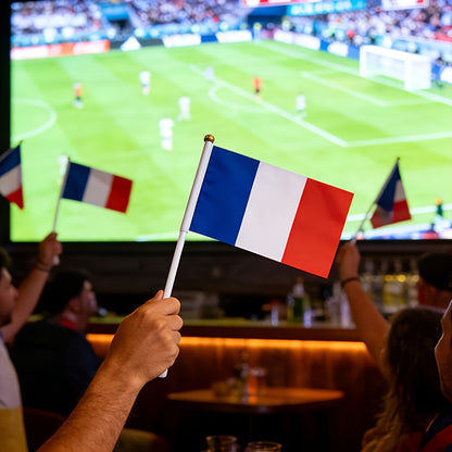 French Hand-Waving Flags 12/6 Pack for Sports & Party Decor
