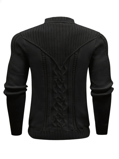 Նորաձև տրիկոտաժե կլոր վզնոցով սվիտեր-պուլովեր - փափուկ, շնչող, միջին ձգվողությամբ, երկար թևքերով, առօրյա վերնաշապիկ՝ քաղաքային զբոսանքների, փողոցների, զբոսանքների, բացօթյա գործունեության համար - իդեալական է աշնան և ձմռան համար