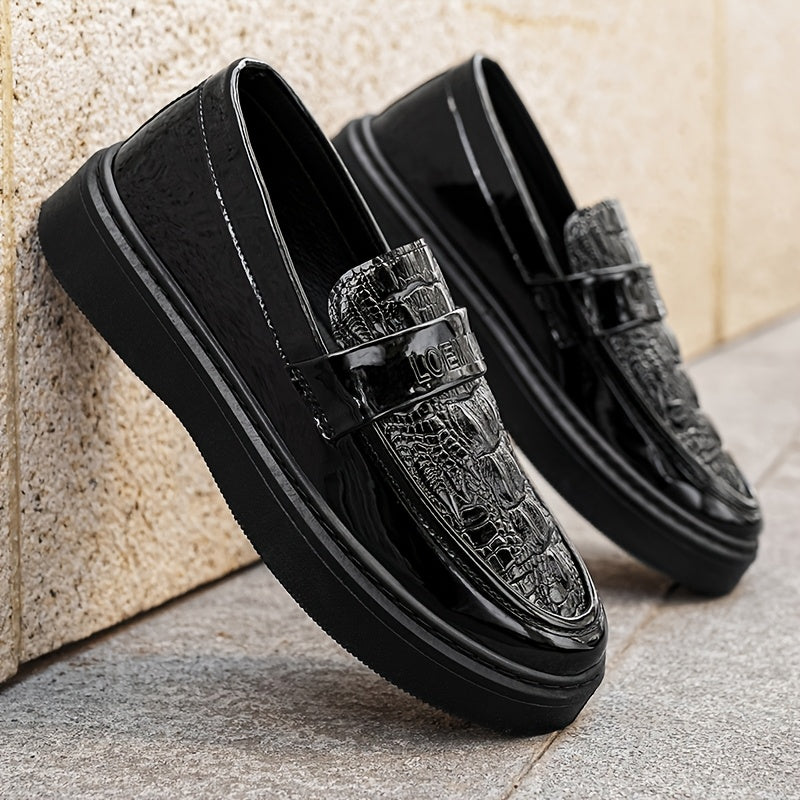 Men's Black PU Leather Casual Business Lace-Up Shoes