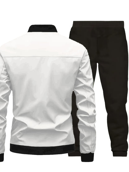 Star Blossom Men's Casual Sports Baseball Suit Pants Two-piece Set with Jacket and Trousers