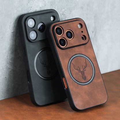 Retro Faux Leather iPhone 18 Pro Max Case with Magnetic Wireless Charg