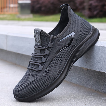 Men's Lightweight Slip-Resistant Casual Sneakers - Breathable Mesh & Fabric Upper, Durable PU Sole, Round Toe Low-Top Design for Hiking, Outdoor, Travel & Daily Wear - All-Season Comfort, Hiking Shoes, Outdoor Footwear, Sleek