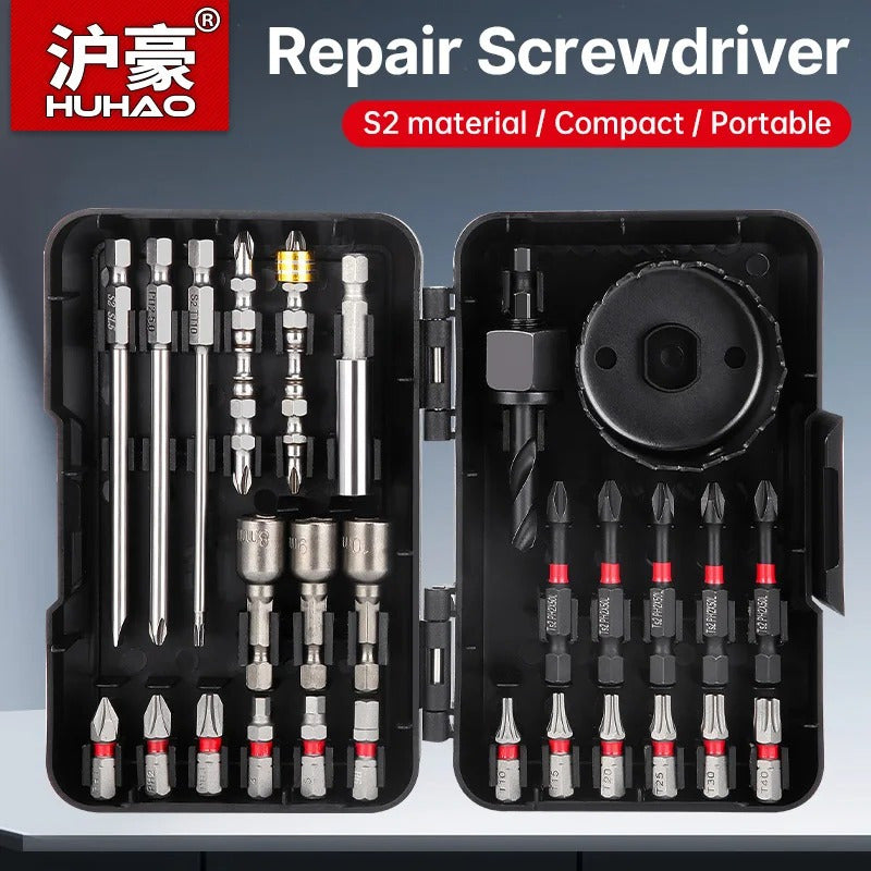 HUHAO Drill Bit Set with Magnetic Screwdriver And Impact Driver Bits for Wood And Metal, Complete with a Storage Case.