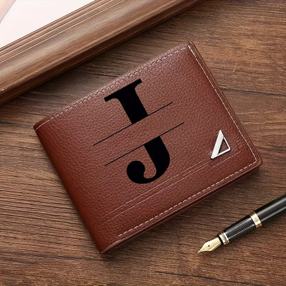 Custom Letter Solid Color Men's Wallet, Black Stylish Foldable Card Holder, Casual Men's Coin Purse, Suitable as a Birthday Gift for Husband, Holiday Anniversary Gift
