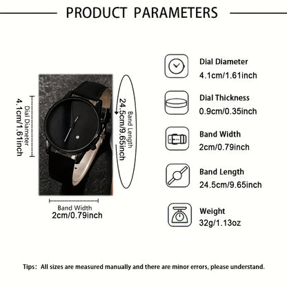 4pcs Men'S Fashionable Quartz Watch Set - Round Dial, Stainless Steel & Faux Leather Straps, Black & Brown Options, Ideal for Birthdays, Eid, Christmas, Valentine'S Day, and More, Gift for Friends & Family, Eid Gift|Stylish W