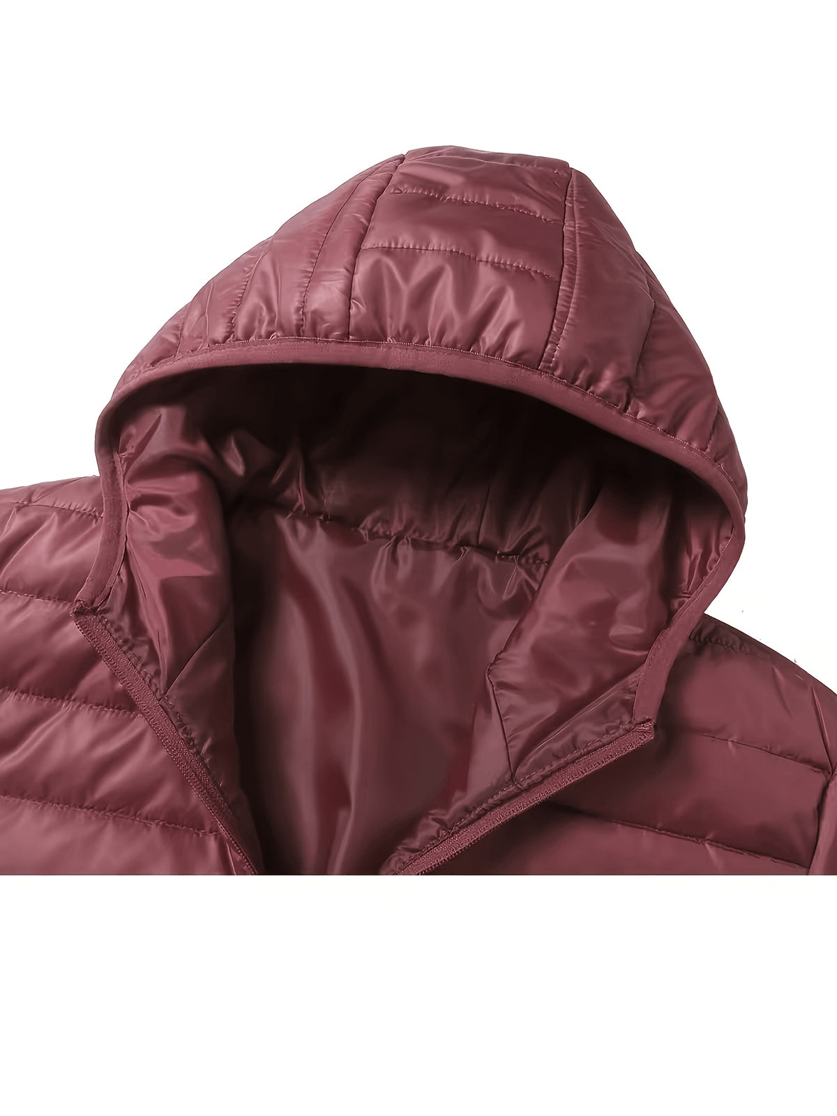Men's Quilted Hooded Jacket with Ribbed Cuffs for Winter