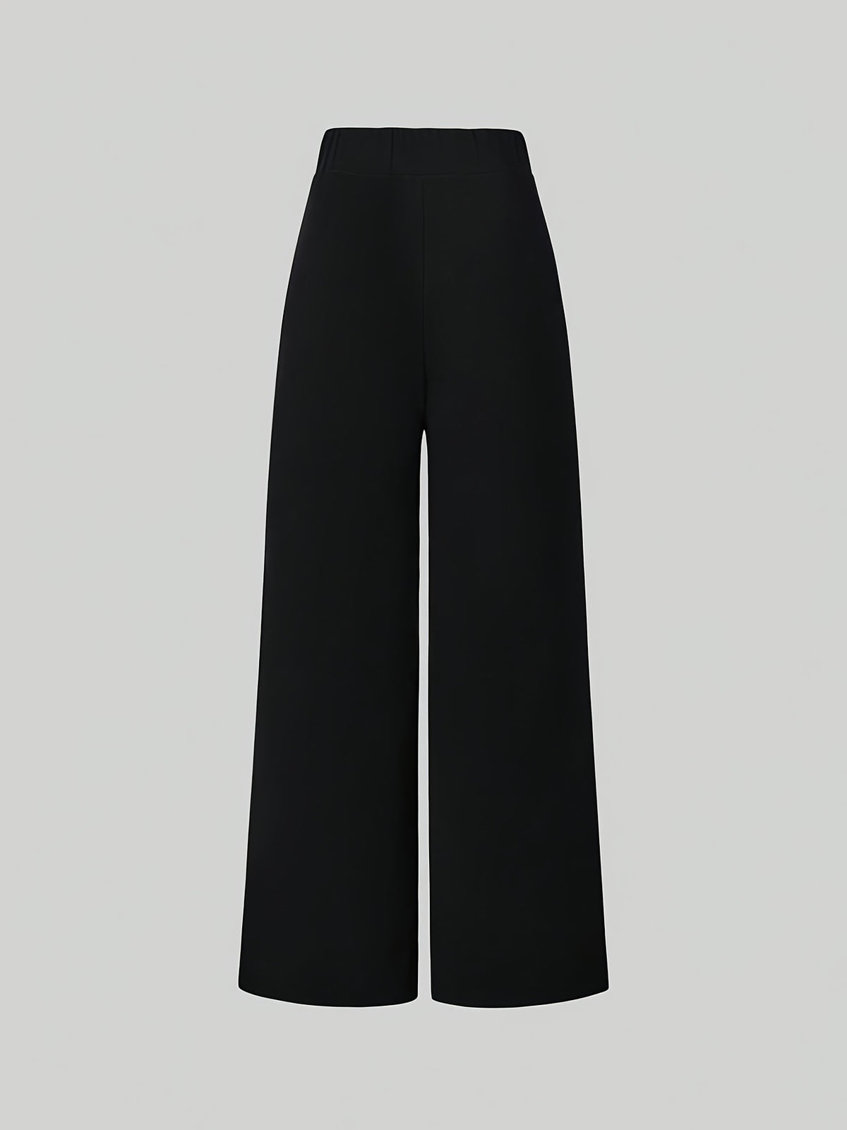 Elegant Wide-Leg Stretch Pants for Women - Solid Color, All Season