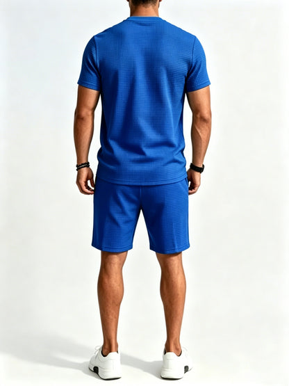 Men's Summer Casual Athletic Crew Neck T-Shirt & Shorts Set