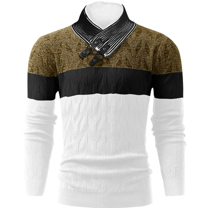 Men'S Fashion Knit Pullover with a Collar for Warmth