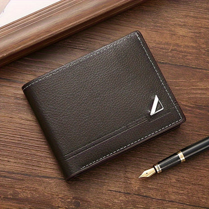 Men's Business Horizontal Short Wallet Money Clip, Fashion Large Capacity PU Leather Wallet