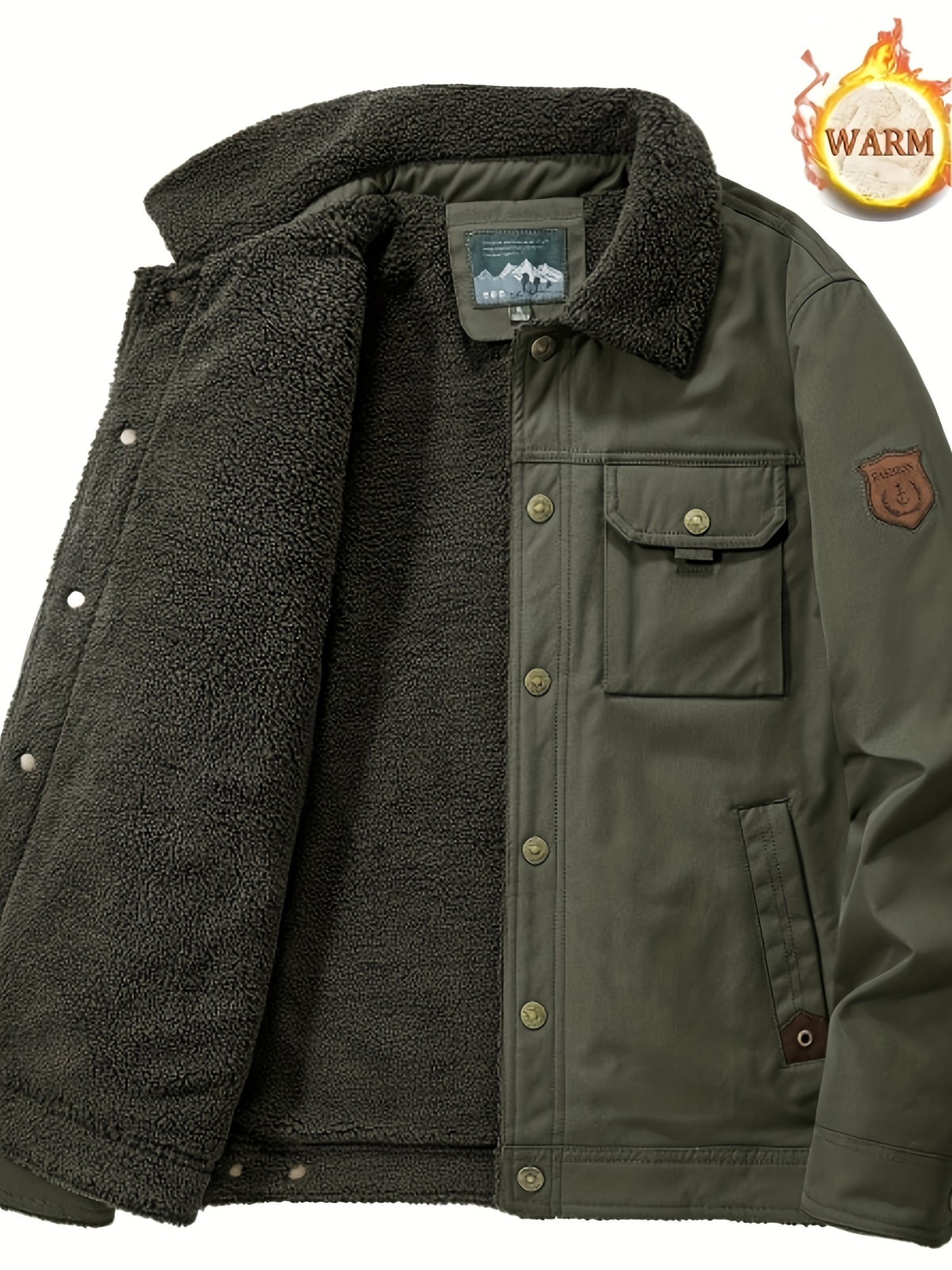 Տղամարդկանց բարձրակարգ, նորաձև, առօրյա, բազմակողմանի, բրդյա ծածկույթով, հաստ, քամուց պաշտպանող, տաք, գլխարկով ձմեռային բաճկոն