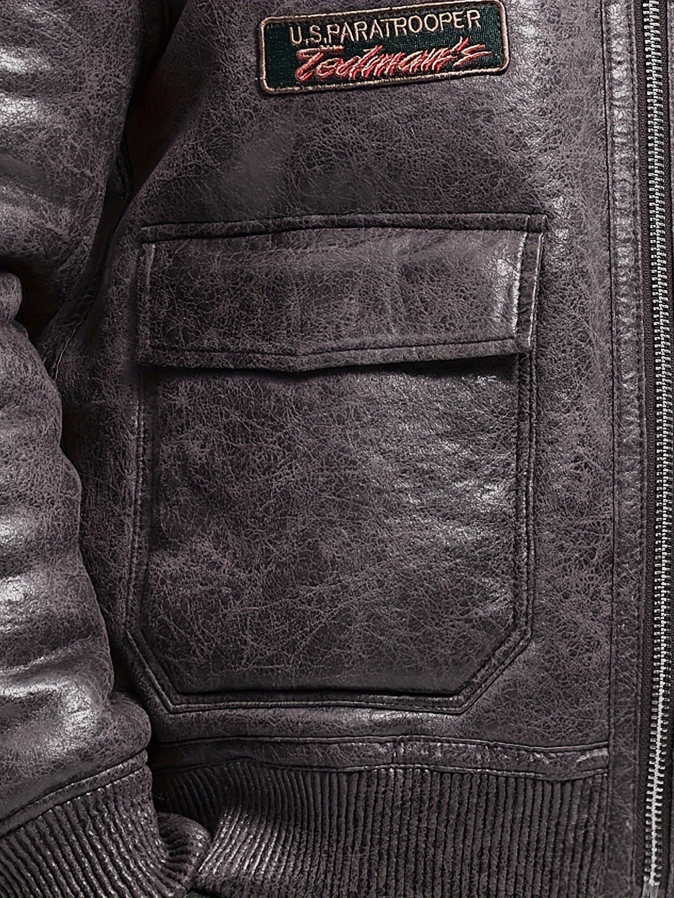 Men'S Faux Fur Lined Biker Jacket, Casual Long Sleeve Applique Air Force Style, Polyester 100% Knit Fabric, Solid Color Lapel Collar, Zipper Closure, Regular Fit for Daily & Golf Occasions - Fall/Winter Collection