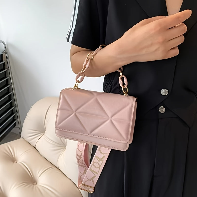 Կանացի ռետրո վեստեռն ոճի շղթայական խաչաձև պայուսակ լայնաշերտ ժապավենով - ճարմանդային փակմամբ, փոքր ուսի պայուսակ, սպիտակ/սև/վարդագույն/շագանակագույն, ամենօրյա և հատուկ առիթների համար նախատեսված պայուսակ, հասանելի է չորս գույն, հարմար է կանանց համար