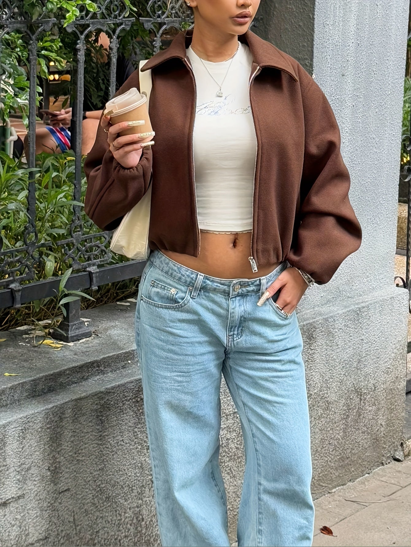 OUTTA BOX Աշուն/Ձմեռ առօրյա նորաձև էլեգանտ թվիդե թռիչքային բաճկոն կանացի երկար թևքերով վերարկու