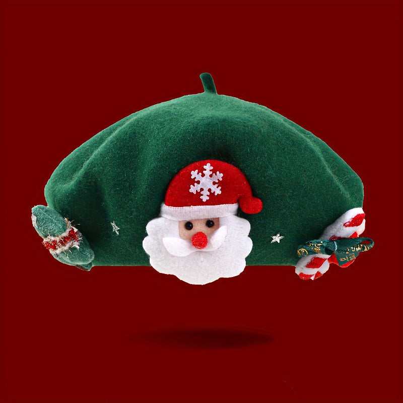 Women's Red Christmas Beret Hat with 3D Christmas Tree Decorations - Elastic Drawstring Closure, Lightweight Warm Winter Hat for Holiday Parties, Photo Shoots, Valentine's & New Year's Eve - Festive Movie-Inspired Fashion Acc