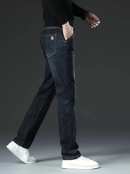 Four Seasons Regular Men's Jeans New Business Trendy Straight Jeans Fashionable Versatile Men's Elastic Jeans Very Suitable for Daily Outdoor Casual Wear Comfortable Classic Design