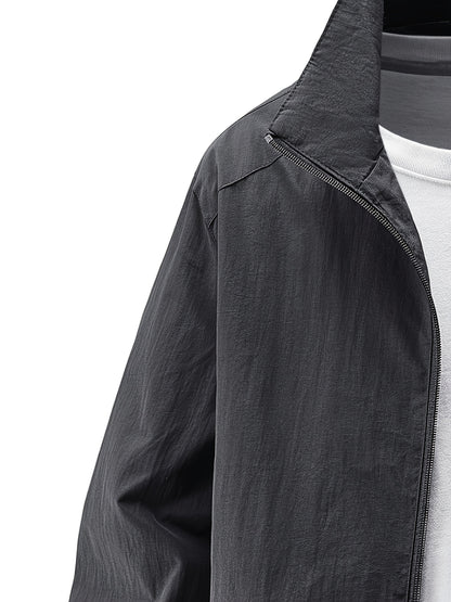 Տղամարդու ձիթապտղի կանաչ բոմբեր բաճկոն՝ կանգնած օձիքով - ամենօրյա, հարմարավետ, կայծակաճարմանդով վերնազգեստ՝ բացօթյա գործունեության համար, ամենօրյա հագուստ | Կանգնած օձիքով բաճկոն | Կայծակաճարմանդով բաճկոն