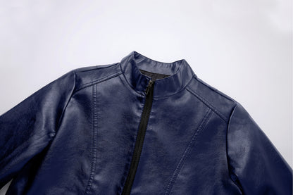 Men'S Casual Jacket - Stand Collar Zip-Up Long Sleeve - 100% Polyurethane, Solid Color, Non-Stretch Woven Fabric, Regular Fit with Functional Pockets for Daily Wear