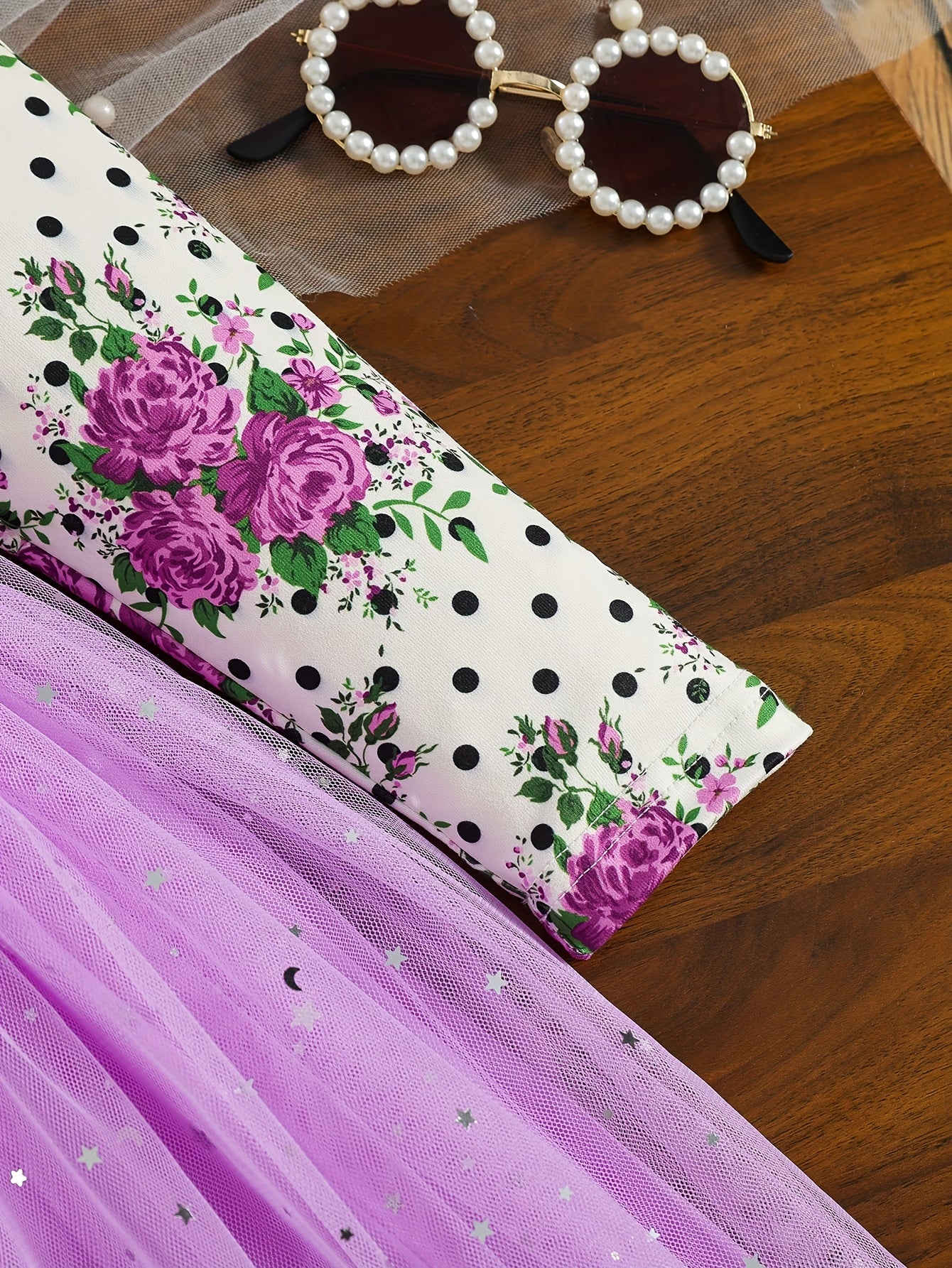 COVIVIKY Girls' Elegant Long Sleeve Party Dress with Puff Skirt & Sheer Panel - Knee-Length A-Line Wedding Prom Dress, Belted Waist Bow & Netting Trim, Hand Washable Winter Formal Gown for Girls (Age 4-12)