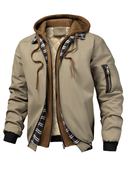Men's Preppy Hooded Jacket Casual Spring Autumn Outerwear