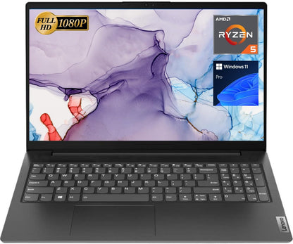Lenovo V15 Laptop, 15.6" FHD Display, AMD Ryzen 5 5500U Hexa-Core Processor (Beat Intel I7-1065G7), 16GB RAM, 512GB SSD, HDMI, RJ45, Numeric Keypad, Wi-Fi, Windows 11 Pro, Black