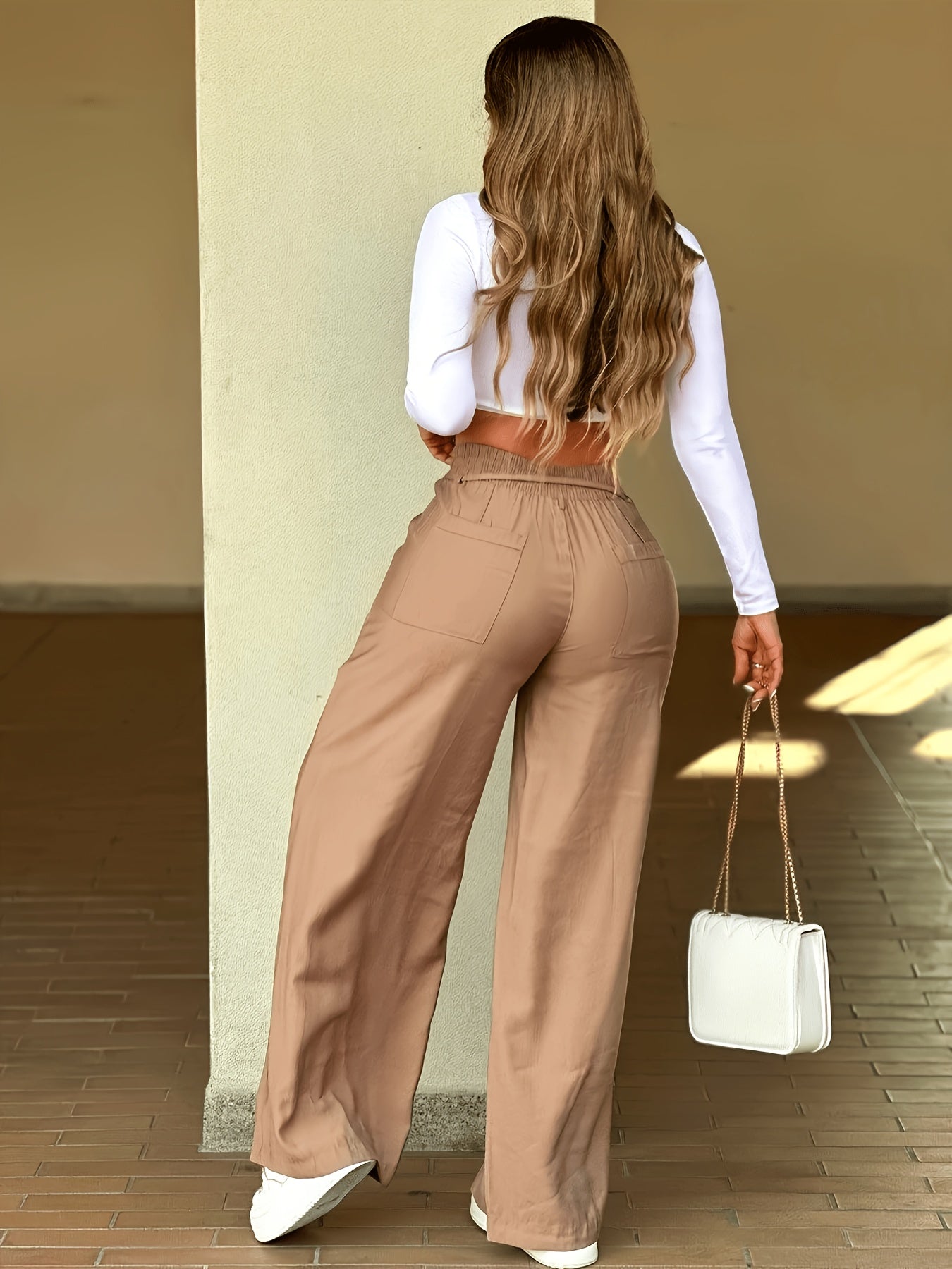 High-Waist Wide-Leg Drawstring Pants for Spring Summer