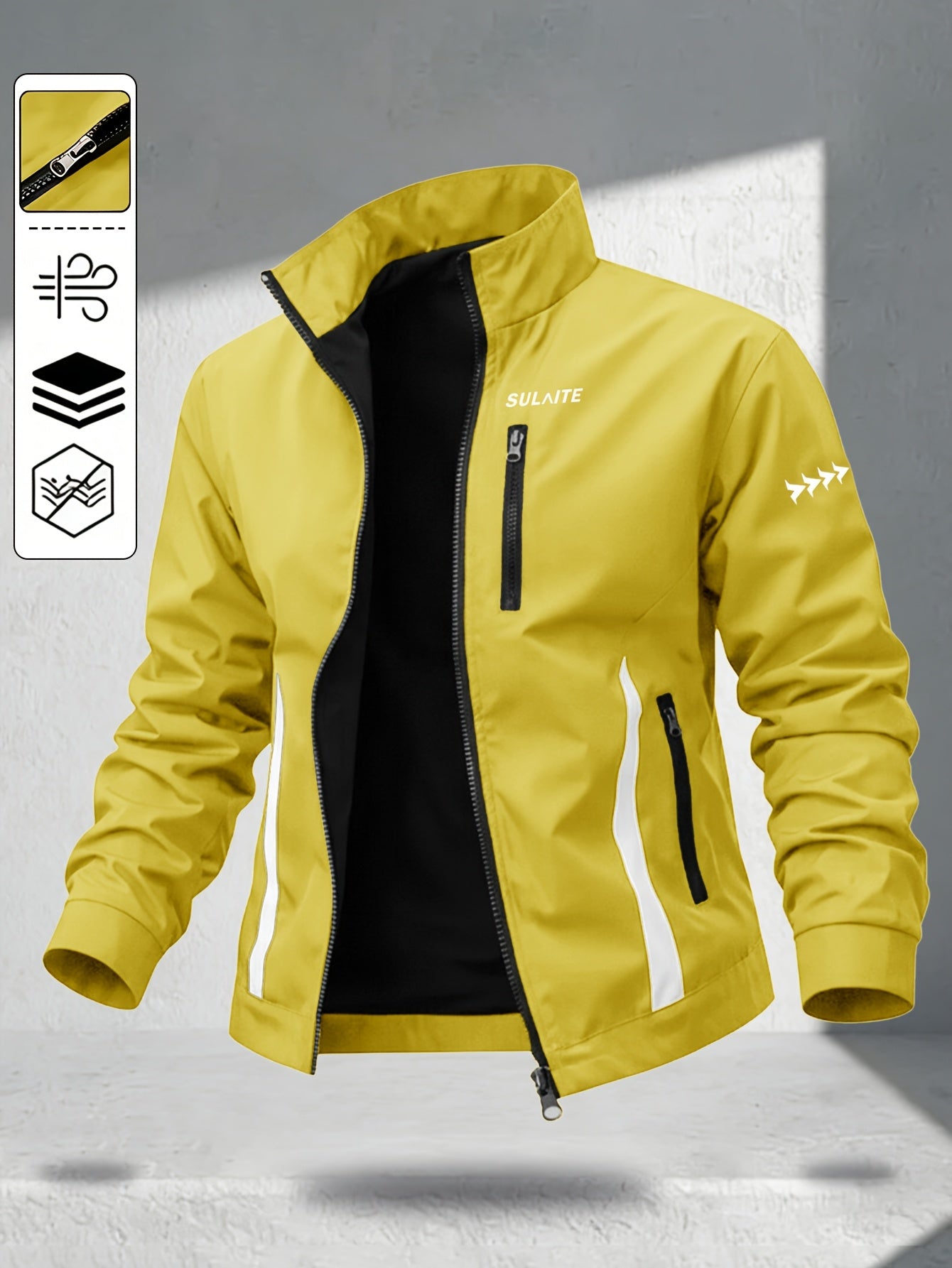 Men's Vintage Casual Bomber Jacket Stand Collar Windproof Coat
