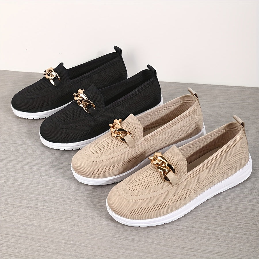 Women'S Knitted Flat Shoes, Lightweight Round-Toe Low-Top Shoes, Casual Sneakers.