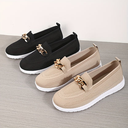 Women'S Knitted Flat Shoes, Lightweight Round-Toe Low-Top Shoes, Casual Sneakers.