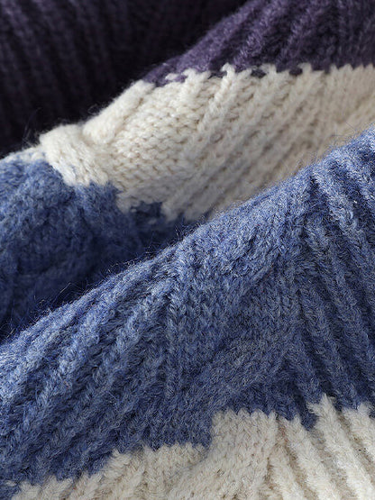 Տղամարդու ձմեռային տաք, հաստ տրիկոտաժե սվիտեր՝ գունավոր բլոկներով կլոր վզնոցով և թևքով, առօրյա և հարմար երեկոյան ժամադրությունների համար, լվացքի մեքենայով լվացվող սվիտերներ եղանակի համար