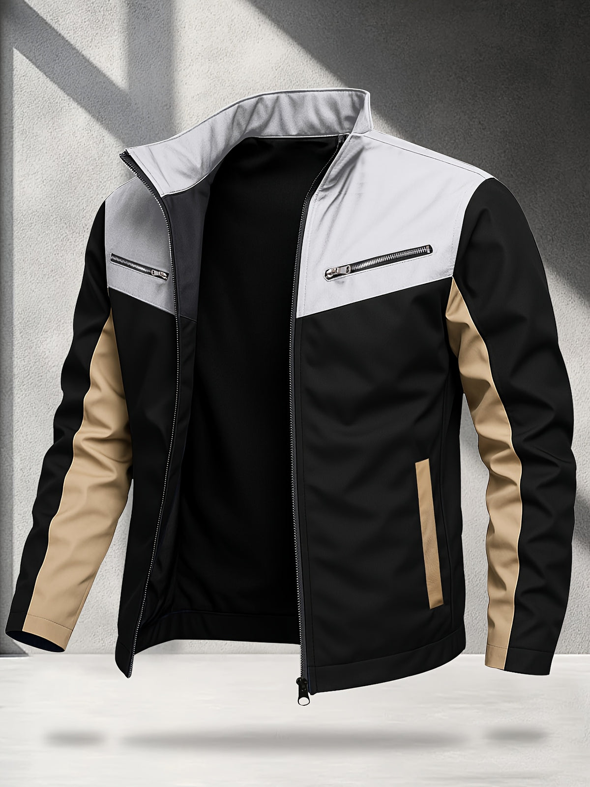 Men's Lightweight Softshell Jacket with Color Block Design