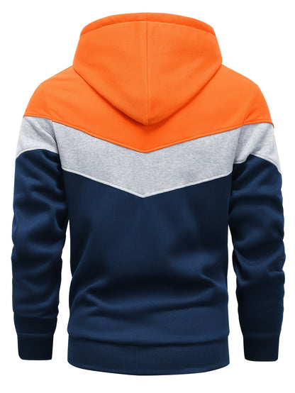 Men's Color Block Hoodie - Casual Graphic Design Pullover With Kangaroo Pocket For Winter And Fall Streetwear - Great Gift
