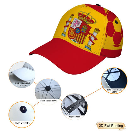 Men's Casual Spanish Flag Baseball Cap with Curved Brim