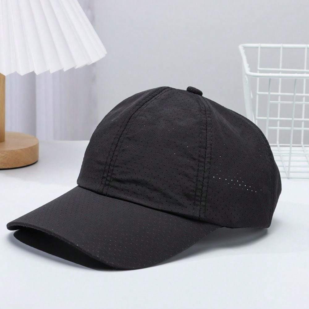 1pc Breathable Quick-Dry Mesh Baseball Cap for Men & Women - Adjustable Snapback, Lightweight Sun Hat for Outdoor Sports, Golf, Tennis, Running, Hiking, Camping - Black, Navy Blue, Dark Gray, Light Gray, Olive Green, Adjustab