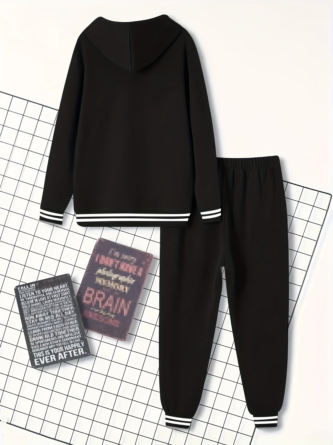 2pcs Men's Trendy BROOKLYN Letter Print Hooded Outfit, Hoodie & Pants Set, Men's Clothes For Spring Fall Winter, As Gift