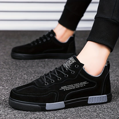 Men's Fashion Street-Inspired Low-Top Skateboard Sneakers, Comfort Anti-Slip Lace-Up Athletic Shoes, Universal Fit Casual Running Footwear, All-Season Solid & Stripe Pattern, PU Upper Fabric Insole Rubber Sole