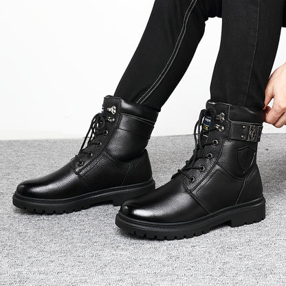 Men's Fleece-Lined High-Top Winter Boots Warm Outdoor Shoes