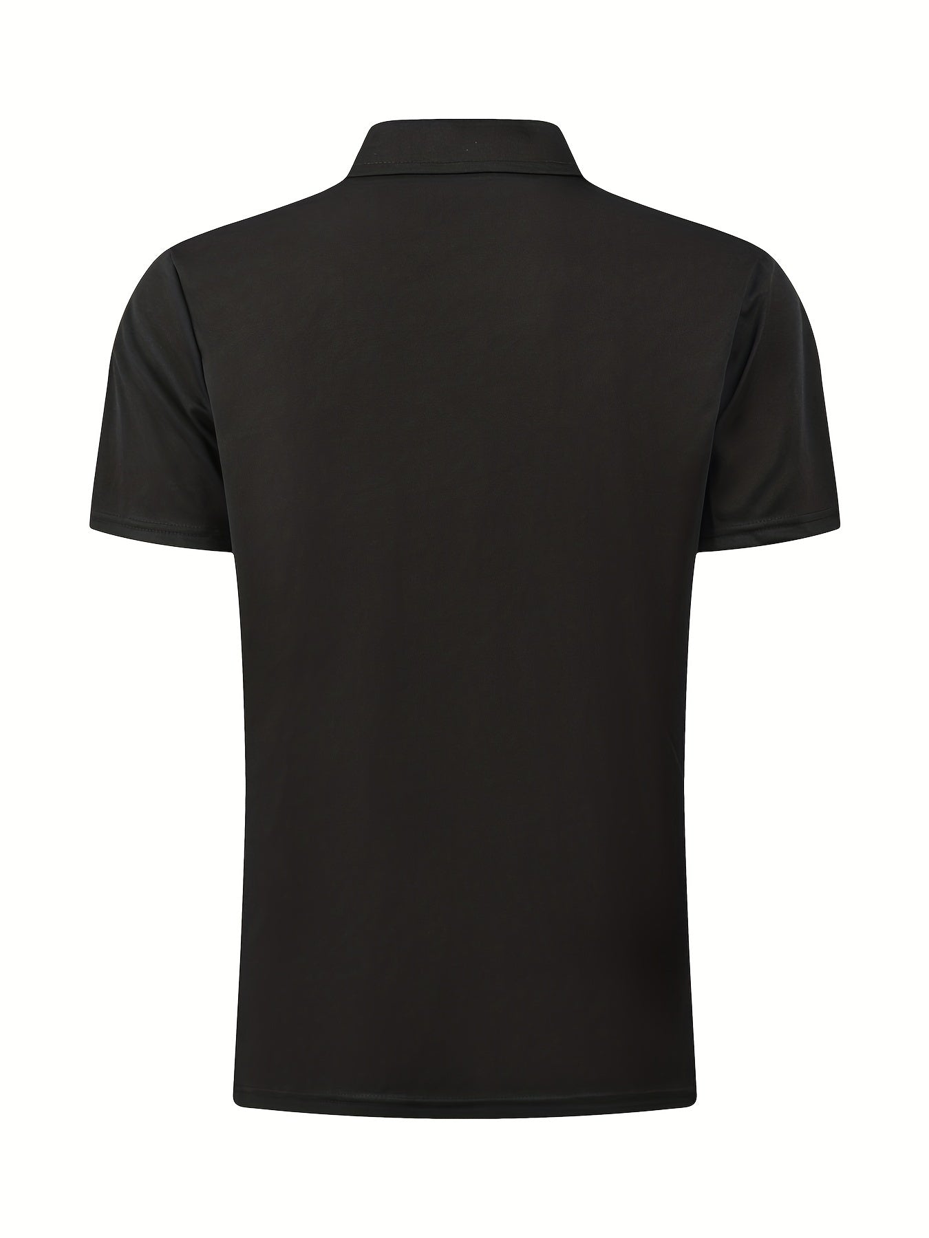 [Golf Apparel] Men's Classic White Shirt - Casual Summer Style with Short Sleeves, Zipper Collar, and Stretch Polyester Fabric - Perfect for Streetwear & Golf