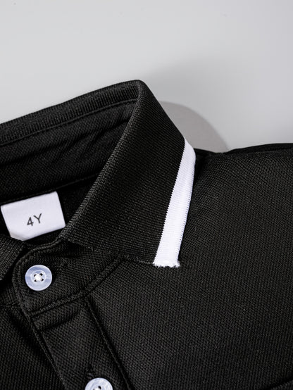 Kids' Classic Black & White Casual Polyester Shirts