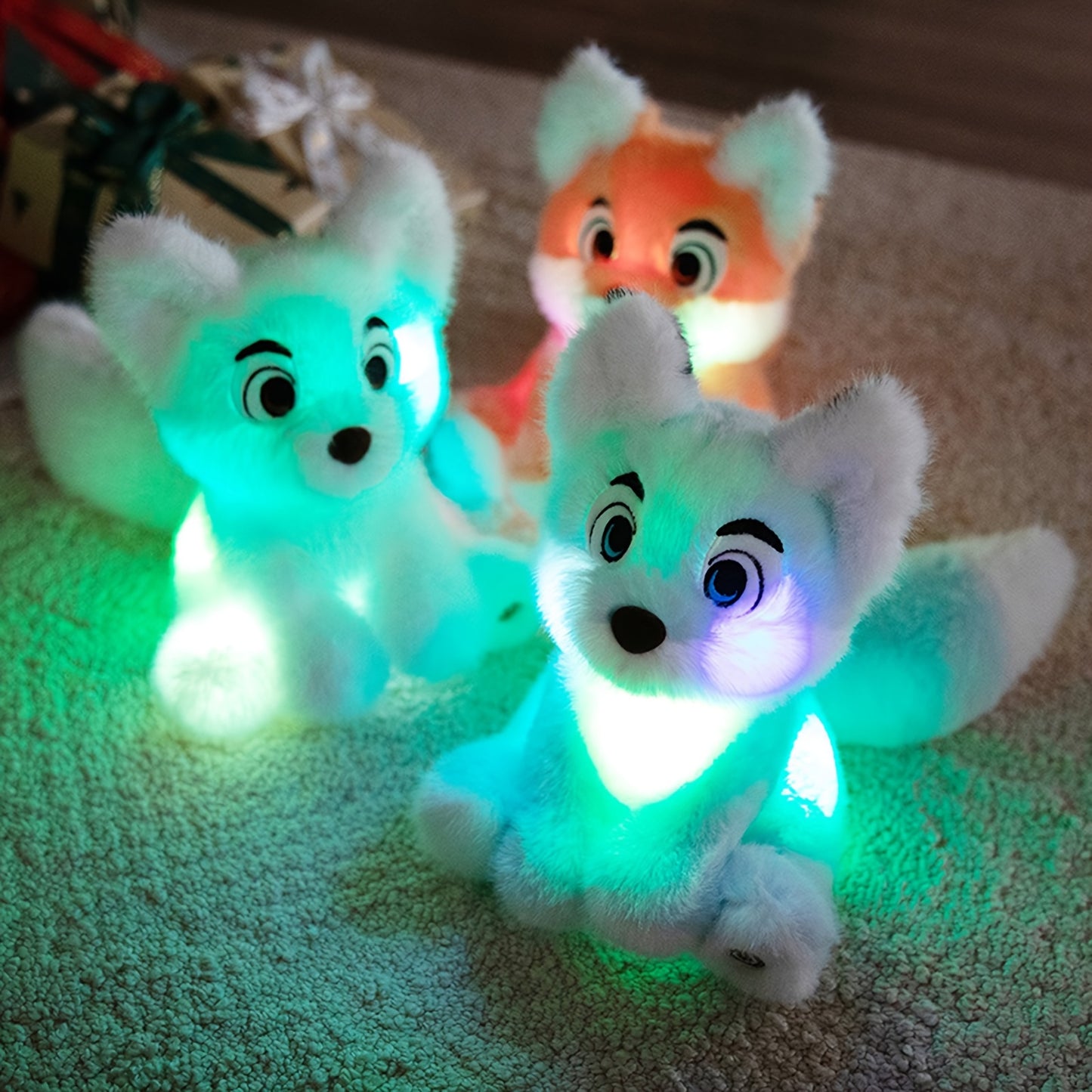 Լուսավորված փափուկ աղվեսի խաղալիք – փափուկ խաղալիք LED լույսով, սիրուն գիշերային լույս սենյակի ձևավորման և հարմարավետության նվեր