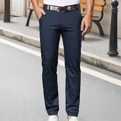Men's Straight Leg Dress Pants, Men's Classic Design Pants for Business