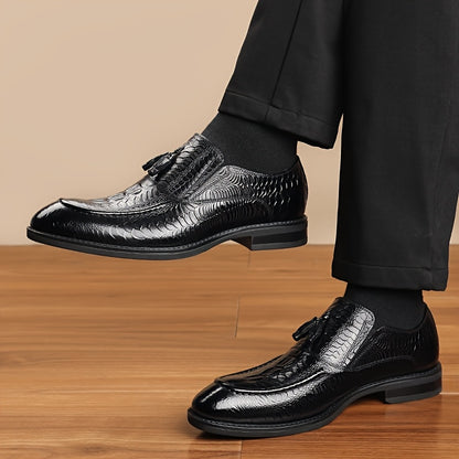 Men's Business Slip-On Cowhide Leather Dress Shoes, All-Season