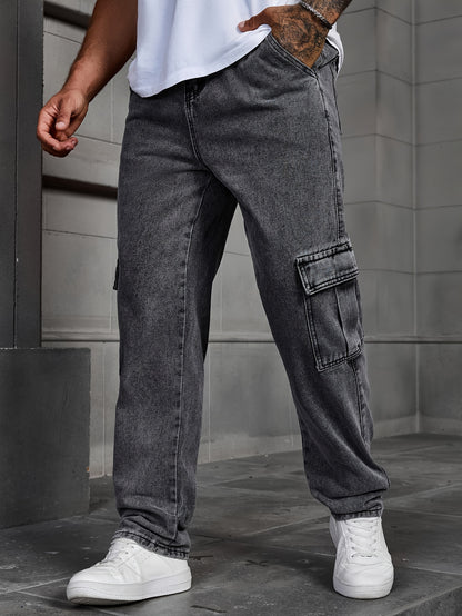 Men's Classic Blue Denim Jeans - 80%, Regular Fit, Machine Washable, Solid Color, All-Season Casual Wear, Comfortable Denim | Relaxed Fit Jeans | Textured Denim Pants